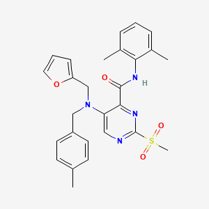 molecular formula C27H28N4O4S B11368475 N-(2,6-dimethylphenyl)-5-[(furan-2-ylmethyl)(4-methylbenzyl)amino]-2-(methylsulfonyl)pyrimidine-4-carboxamide 