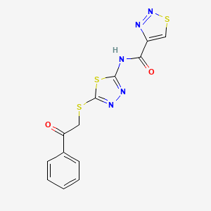 molecular formula C13H9N5O2S3 B11368528 N-{5-[(2-oxo-2-phenylethyl)sulfanyl]-1,3,4-thiadiazol-2-yl}-1,2,3-thiadiazole-4-carboxamide 