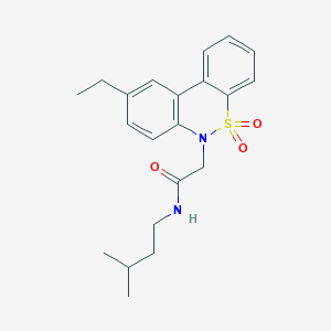 molecular formula C21H26N2O3S B11368530 2-(9-ethyl-5,5-dioxido-6H-dibenzo[c,e][1,2]thiazin-6-yl)-N-(3-methylbutyl)acetamide 