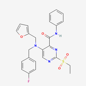 molecular formula C25H23FN4O4S B11368546 2-(ethylsulfonyl)-5-[(4-fluorobenzyl)(furan-2-ylmethyl)amino]-N-phenylpyrimidine-4-carboxamide 