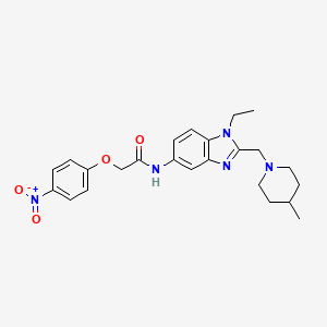 molecular formula C24H29N5O4 B11368572 N-{1-ethyl-2-[(4-methylpiperidin-1-yl)methyl]-1H-benzimidazol-5-yl}-2-(4-nitrophenoxy)acetamide 