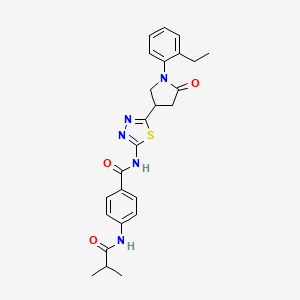 N-{5-[1-(2-ethylphenyl)-5-oxopyrrolidin-3-yl]-1,3,4-thiadiazol-2-yl}-4-[(2-methylpropanoyl)amino]benzamide