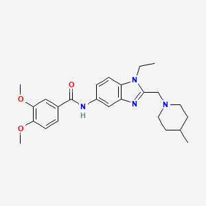 N-{1-ethyl-2-[(4-methylpiperidin-1-yl)methyl]-1H-benzimidazol-5-yl}-3,4-dimethoxybenzamide