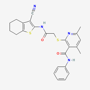 2-({2-[(3-cyano-4,5,6,7-tetrahydro-1-benzothiophen-2-yl)amino]-2-oxoethyl}sulfanyl)-4,6-dimethyl-N-phenylpyridine-3-carboxamide