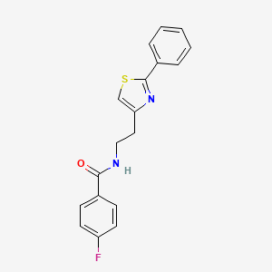 molecular formula C18H15FN2OS B11368631 4-fluoro-N-[2-(2-phenyl-1,3-thiazol-4-yl)ethyl]benzamide 