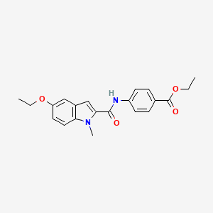 molecular formula C21H22N2O4 B11368676 ethyl 4-{[(5-ethoxy-1-methyl-1H-indol-2-yl)carbonyl]amino}benzoate 