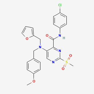 molecular formula C25H23ClN4O5S B11368682 N-(4-chlorophenyl)-5-[(furan-2-ylmethyl)(4-methoxybenzyl)amino]-2-(methylsulfonyl)pyrimidine-4-carboxamide 