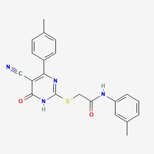 2-{[5-Cyano-4-(4-methylphenyl)-6-oxo-1,6-dihydropyrimidin-2-YL]sulfanyl}-N-(3-methylphenyl)acetamide