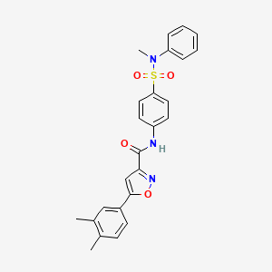 molecular formula C25H23N3O4S B11368768 5-(3,4-dimethylphenyl)-N-{4-[methyl(phenyl)sulfamoyl]phenyl}-1,2-oxazole-3-carboxamide 