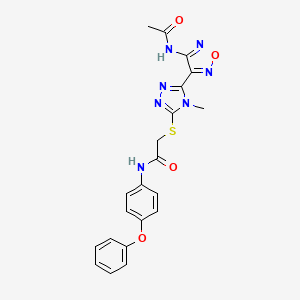 molecular formula C21H19N7O4S B11368796 2-({5-[4-(acetylamino)-1,2,5-oxadiazol-3-yl]-4-methyl-4H-1,2,4-triazol-3-yl}sulfanyl)-N-(4-phenoxyphenyl)acetamide 