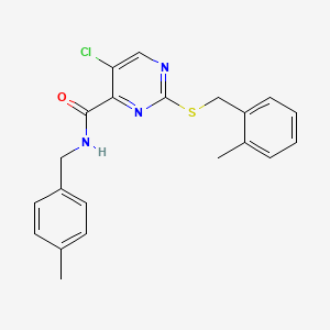 5-chloro-N-(4-methylbenzyl)-2-[(2-methylbenzyl)sulfanyl]pyrimidine-4-carboxamide