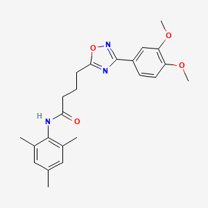 molecular formula C23H27N3O4 B11368802 4-[3-(3,4-dimethoxyphenyl)-1,2,4-oxadiazol-5-yl]-N-(2,4,6-trimethylphenyl)butanamide 