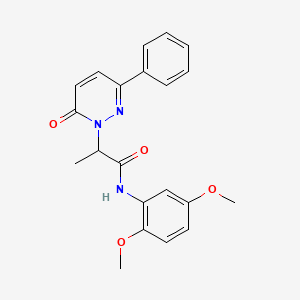 molecular formula C21H21N3O4 B11368813 N-(2,5-dimethoxyphenyl)-2-(6-oxo-3-phenylpyridazin-1(6H)-yl)propanamide 