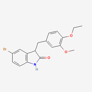 molecular formula C18H18BrNO3 B11368853 5-bromo-3-(4-ethoxy-3-methoxybenzyl)-1,3-dihydro-2H-indol-2-one 