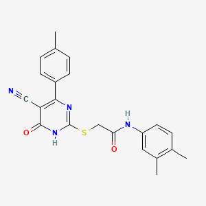 2-{[5-Cyano-4-(4-methylphenyl)-6-oxo-1,6-dihydropyrimidin-2-YL]sulfanyl}-N-(3,4-dimethylphenyl)acetamide