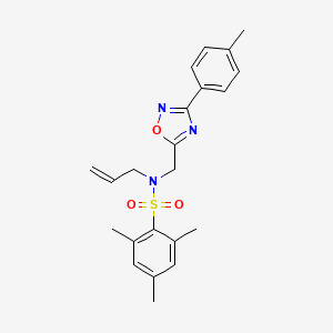 molecular formula C22H25N3O3S B11368879 2,4,6-trimethyl-N-{[3-(4-methylphenyl)-1,2,4-oxadiazol-5-yl]methyl}-N-(prop-2-en-1-yl)benzenesulfonamide 