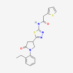 N-{5-[1-(2-ethylphenyl)-5-oxopyrrolidin-3-yl]-1,3,4-thiadiazol-2-yl}-2-(thiophen-2-yl)acetamide