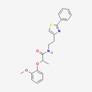 molecular formula C21H22N2O3S B11368941 2-(2-methoxyphenoxy)-N-[2-(2-phenyl-1,3-thiazol-4-yl)ethyl]propanamide 