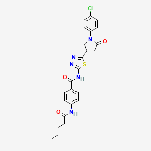 N-{5-[1-(4-chlorophenyl)-5-oxopyrrolidin-3-yl]-1,3,4-thiadiazol-2-yl}-4-(pentanoylamino)benzamide