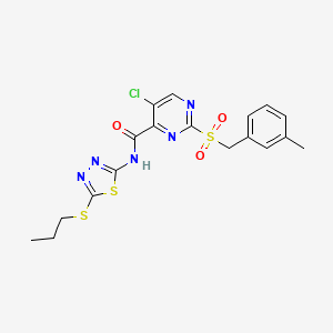 5-chloro-2-[(3-methylbenzyl)sulfonyl]-N-[5-(propylsulfanyl)-1,3,4-thiadiazol-2-yl]pyrimidine-4-carboxamide