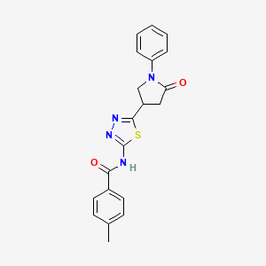 4-methyl-N-[5-(5-oxo-1-phenylpyrrolidin-3-yl)-1,3,4-thiadiazol-2-yl]benzamide