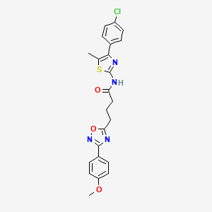 molecular formula C23H21ClN4O3S B11369101 N-[4-(4-chlorophenyl)-5-methyl-1,3-thiazol-2-yl]-4-[3-(4-methoxyphenyl)-1,2,4-oxadiazol-5-yl]butanamide 