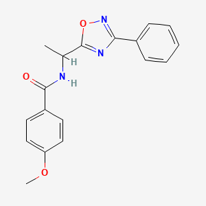 4-methoxy-N-[1-(3-phenyl-1,2,4-oxadiazol-5-yl)ethyl]benzamide