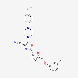 5-[4-(4-Methoxyphenyl)piperazin-1-yl]-2-{5-[(3-methylphenoxy)methyl]furan-2-yl}-1,3-oxazole-4-carbonitrile