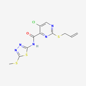 molecular formula C11H10ClN5OS3 B11369172 5-chloro-N-[5-(methylsulfanyl)-1,3,4-thiadiazol-2-yl]-2-(prop-2-en-1-ylsulfanyl)pyrimidine-4-carboxamide 