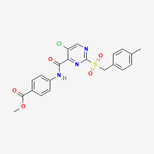 molecular formula C21H18ClN3O5S B11369180 Methyl 4-[({5-chloro-2-[(4-methylbenzyl)sulfonyl]pyrimidin-4-yl}carbonyl)amino]benzoate 