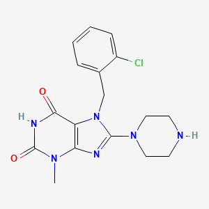 molecular formula C17H19ClN6O2 B11369305 7-(2-Chloro-benzyl)-3-methyl-8-piperazin-1-yl-3,7-dihydro-purine-2,6-dione 