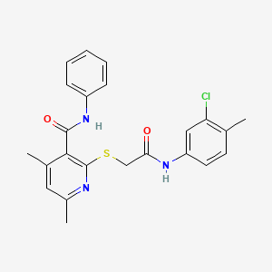 molecular formula C23H22ClN3O2S B11369317 2-({2-[(3-chloro-4-methylphenyl)amino]-2-oxoethyl}sulfanyl)-4,6-dimethyl-N-phenylpyridine-3-carboxamide 