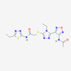 2-({5-[4-(acetylamino)-1,2,5-oxadiazol-3-yl]-4-ethyl-4H-1,2,4-triazol-3-yl}sulfanyl)-N-(5-ethyl-1,3,4-thiadiazol-2-yl)acetamide