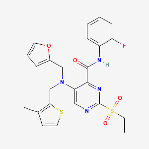 2-(ethylsulfonyl)-N-(2-fluorophenyl)-5-{(furan-2-ylmethyl)[(3-methylthiophen-2-yl)methyl]amino}pyrimidine-4-carboxamide