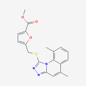 Methyl 5-(((5,9-dimethyl-[1,2,4]triazolo[4,3-a]quinolin-1-yl)thio)methyl)furan-2-carboxylate