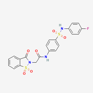 molecular formula C21H16FN3O6S2 B11369427 2-(1,1-dioxido-3-oxo-1,2-benzothiazol-2(3H)-yl)-N-{4-[(4-fluorophenyl)sulfamoyl]phenyl}acetamide 