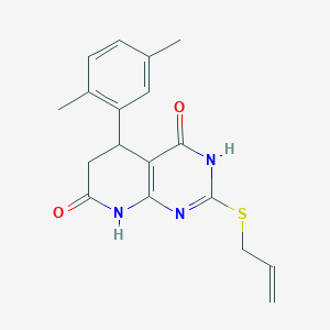 molecular formula C18H19N3O2S B11369432 5-(2,5-dimethylphenyl)-4-hydroxy-2-(prop-2-en-1-ylsulfanyl)-5,8-dihydropyrido[2,3-d]pyrimidin-7(6H)-one 