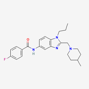 molecular formula C24H29FN4O B11369440 4-fluoro-N-{2-[(4-methylpiperidin-1-yl)methyl]-1-propyl-1H-benzimidazol-5-yl}benzamide 