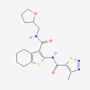 4-methyl-N-{3-[(tetrahydrofuran-2-ylmethyl)carbamoyl]-4,5,6,7-tetrahydro-1-benzothiophen-2-yl}-1,2,3-thiadiazole-5-carboxamide