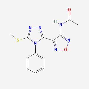 molecular formula C13H12N6O2S B11369477 N-{4-[5-(methylsulfanyl)-4-phenyl-4H-1,2,4-triazol-3-yl]-1,2,5-oxadiazol-3-yl}acetamide 