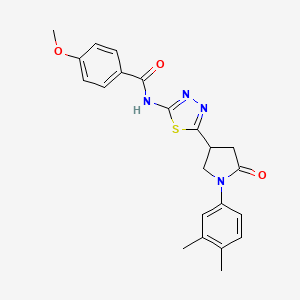 N-{5-[1-(3,4-dimethylphenyl)-5-oxopyrrolidin-3-yl]-1,3,4-thiadiazol-2-yl}-4-methoxybenzamide