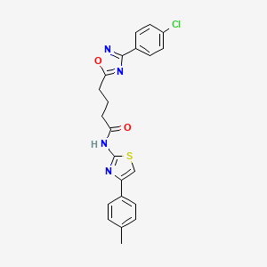 molecular formula C22H19ClN4O2S B11369517 4-[3-(4-chlorophenyl)-1,2,4-oxadiazol-5-yl]-N-[4-(4-methylphenyl)-1,3-thiazol-2-yl]butanamide 