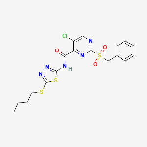 2-(benzylsulfonyl)-N-[5-(butylsulfanyl)-1,3,4-thiadiazol-2-yl]-5-chloropyrimidine-4-carboxamide