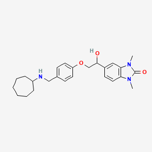 molecular formula C25H33N3O3 B11369557 5-(2-{4-[(cycloheptylamino)methyl]phenoxy}-1-hydroxyethyl)-1,3-dimethyl-1,3-dihydro-2H-benzimidazol-2-one 