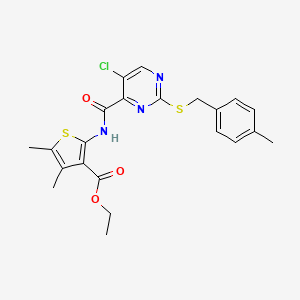 Ethyl 2-[({5-chloro-2-[(4-methylbenzyl)sulfanyl]pyrimidin-4-yl}carbonyl)amino]-4,5-dimethylthiophene-3-carboxylate