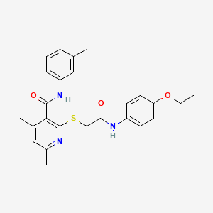 molecular formula C25H27N3O3S B11369577 2-({2-[(4-ethoxyphenyl)amino]-2-oxoethyl}sulfanyl)-4,6-dimethyl-N-(3-methylphenyl)pyridine-3-carboxamide 