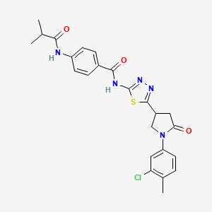 N-{5-[1-(3-chloro-4-methylphenyl)-5-oxopyrrolidin-3-yl]-1,3,4-thiadiazol-2-yl}-4-[(2-methylpropanoyl)amino]benzamide