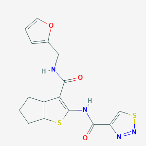 molecular formula C16H14N4O3S2 B11369619 N-{3-[(furan-2-ylmethyl)carbamoyl]-5,6-dihydro-4H-cyclopenta[b]thiophen-2-yl}-1,2,3-thiadiazole-4-carboxamide 