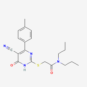 molecular formula C20H24N4O2S B11369668 2-{[5-Cyano-4-(4-methylphenyl)-6-oxo-1,6-dihydropyrimidin-2-YL]sulfanyl}-N,N-dipropylacetamide 