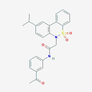 molecular formula C25H24N2O4S B11369764 N-(3-acetylphenyl)-2-(9-isopropyl-5,5-dioxido-6H-dibenzo[c,e][1,2]thiazin-6-yl)acetamide 